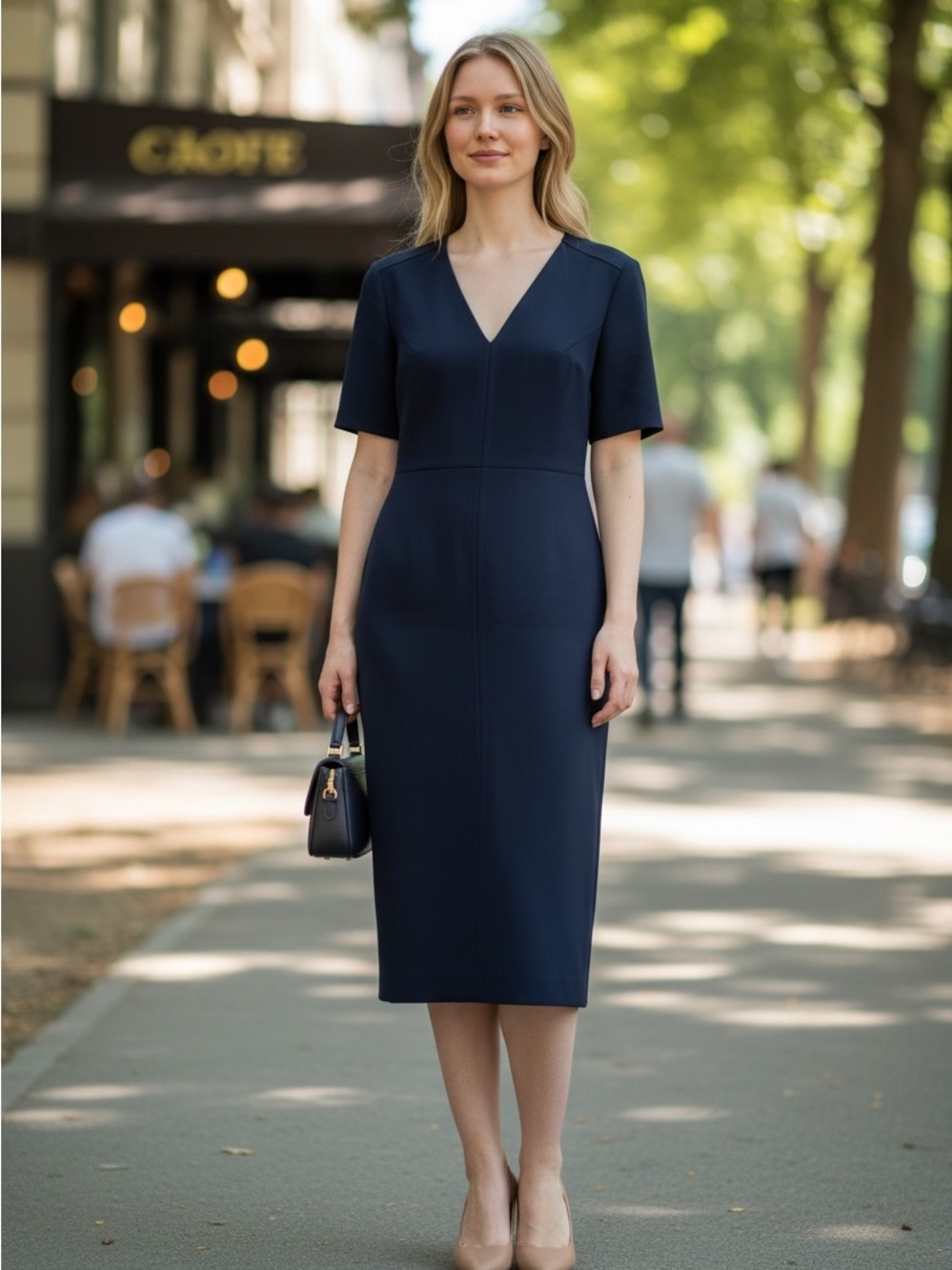 Scanlan Theodore black  V-Neck Midi Dress